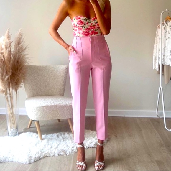 Zara Pants & Jumpsuits Zara High Waisted Pink Pants Poshmark